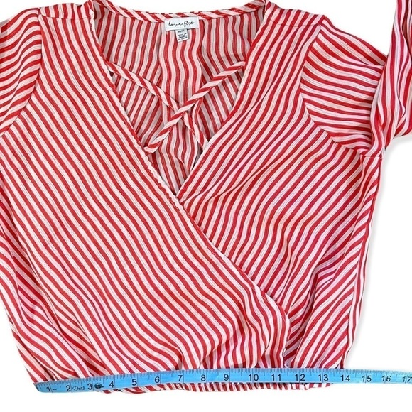 Love Fire Candy Stripe Long Sleeve Crop Top Blouse sz M - Picture 10 of 13